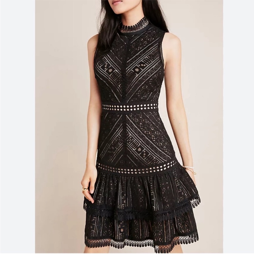 Anthropologie hailee c new black Bella Lace Dress